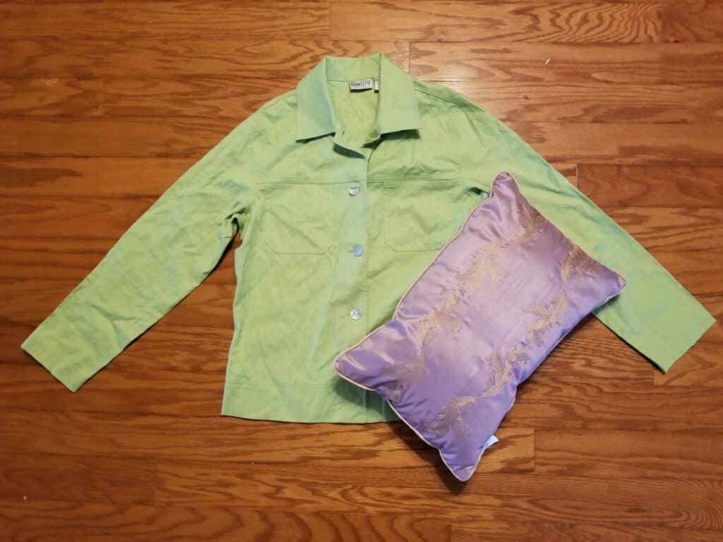 pillow form and old shirt for upcycle