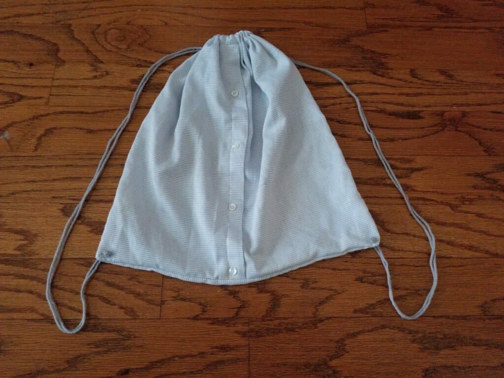 diy drawstring backpack - repurpose men's dress shirt