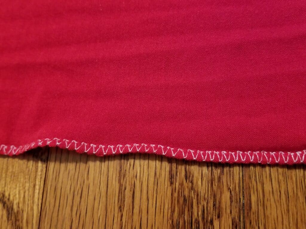 Example of Overcasting Stitch on Knit