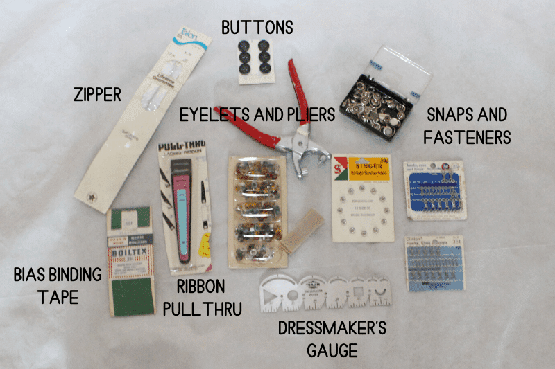 selection of sewing supplies for beginners