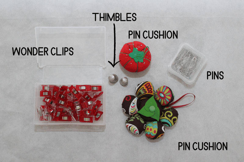 sewing notions pins pincushion and wonder clips