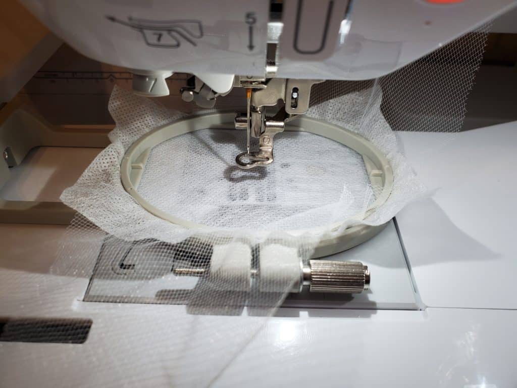 setting up the machine for embroidery