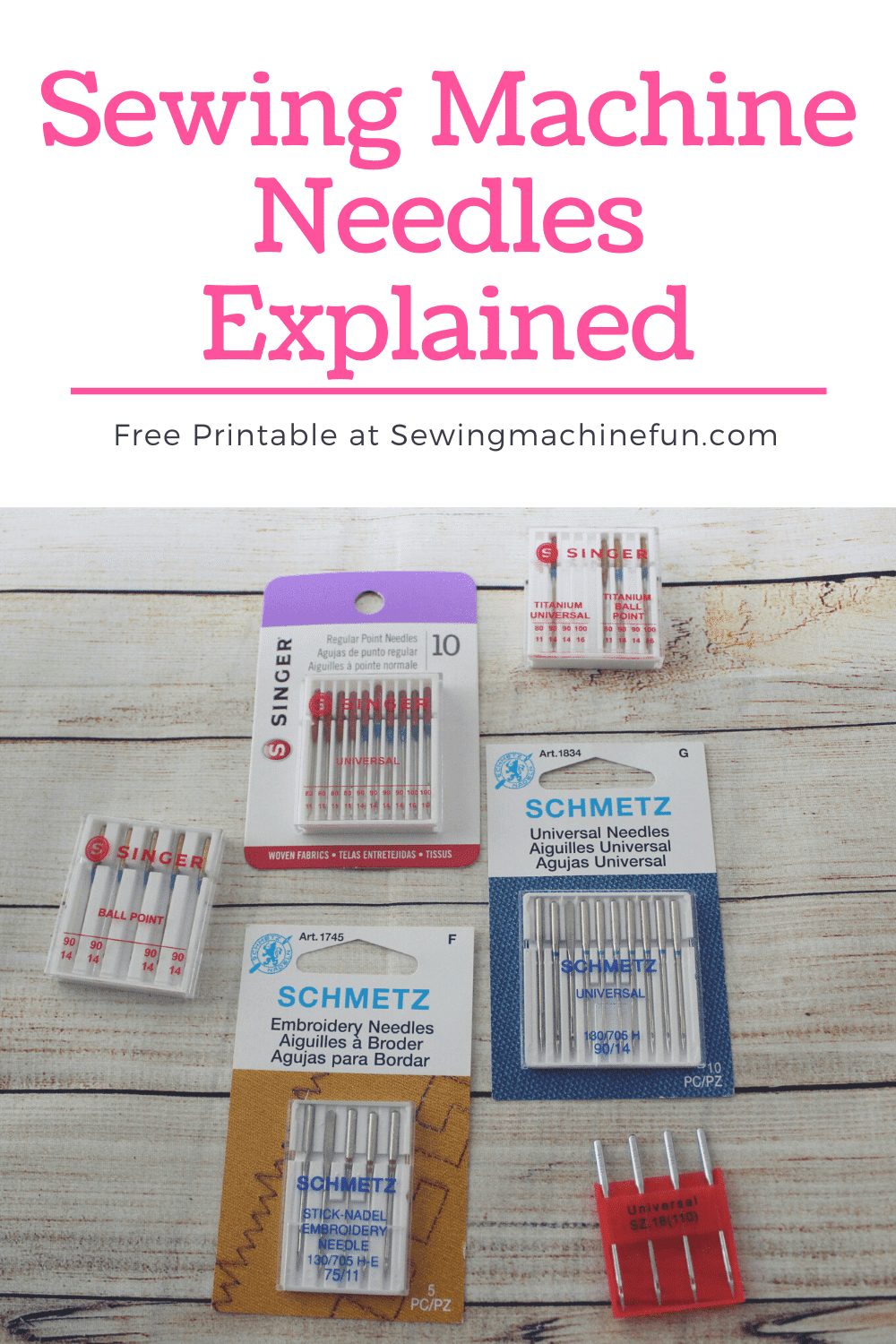 sewing machine needle chart & guide with sizes and types