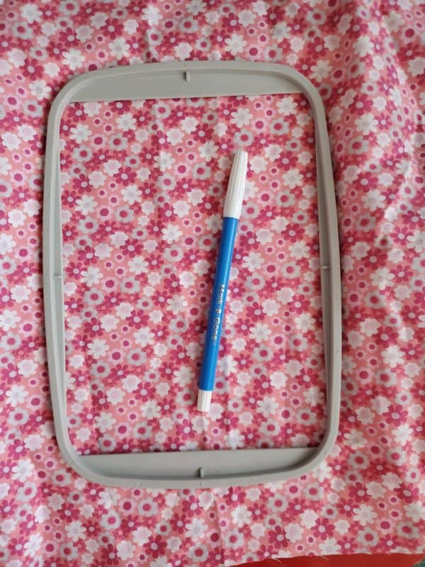 use a fabric marker to mark your embroidery blank