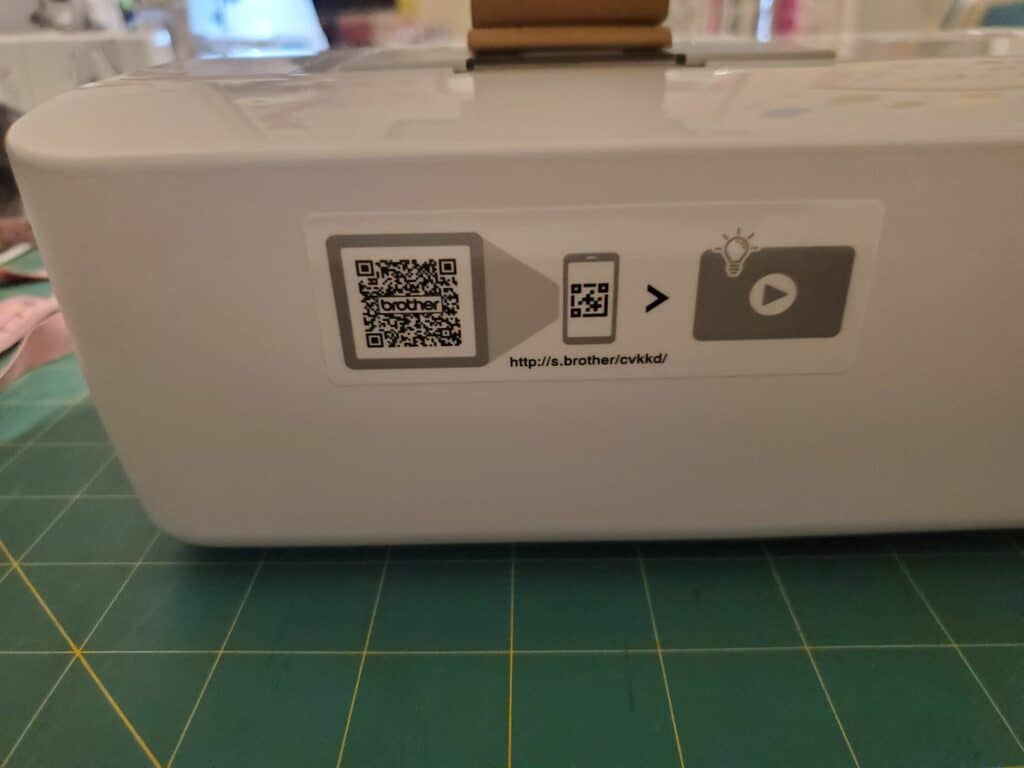 QR code on the side of the CS7000X sewing and quilting machine