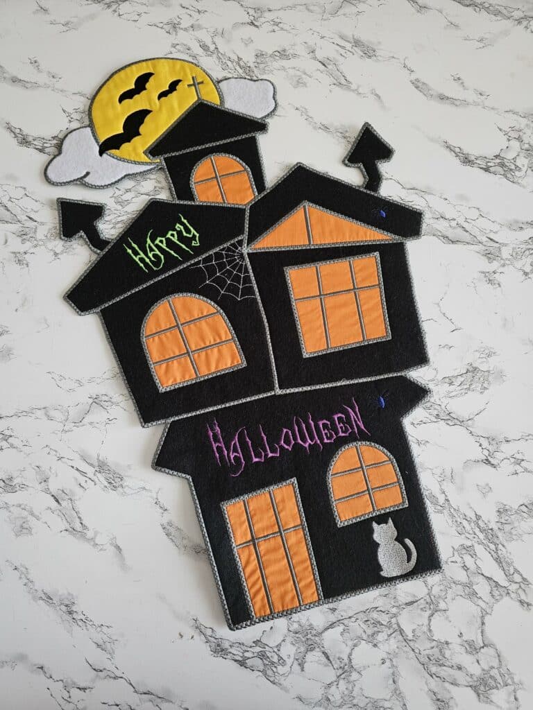 haunted house embroidery design