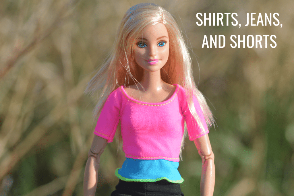 barbie shirts, jeans, and shorts patterns