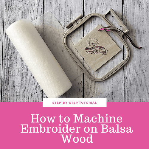 how to machine embroider on balsa wood logo