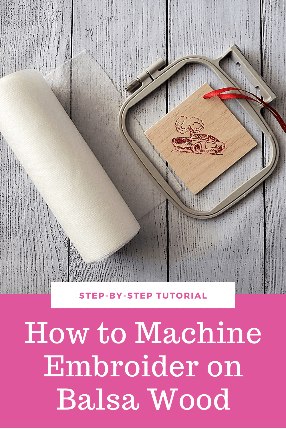 how to machine embroider on balsa wood