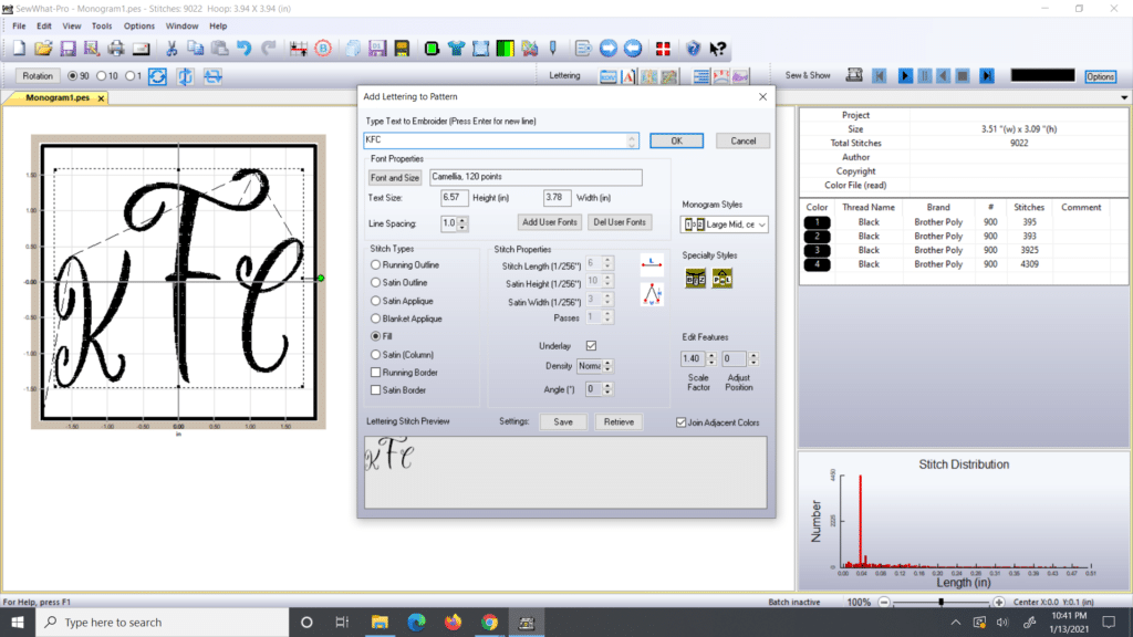 how to monogram with sew what pro