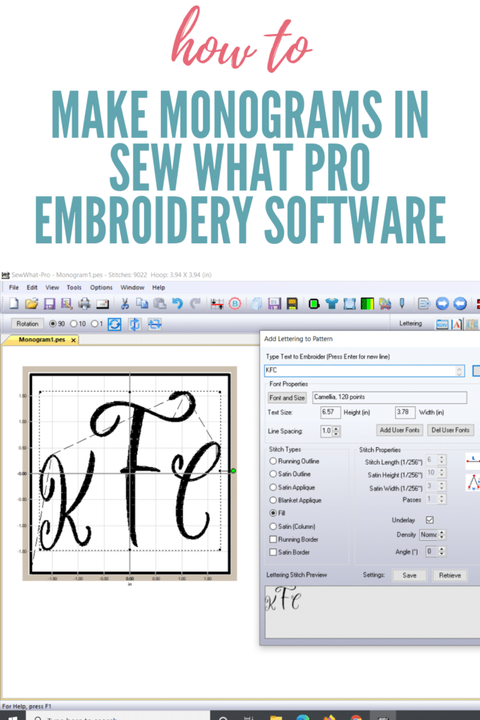 make monograms in Sew what pro embroidery software