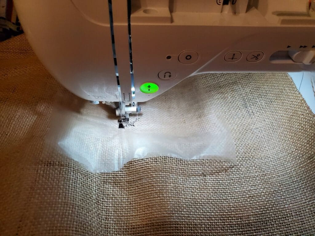 getting ready to embroider on burlap