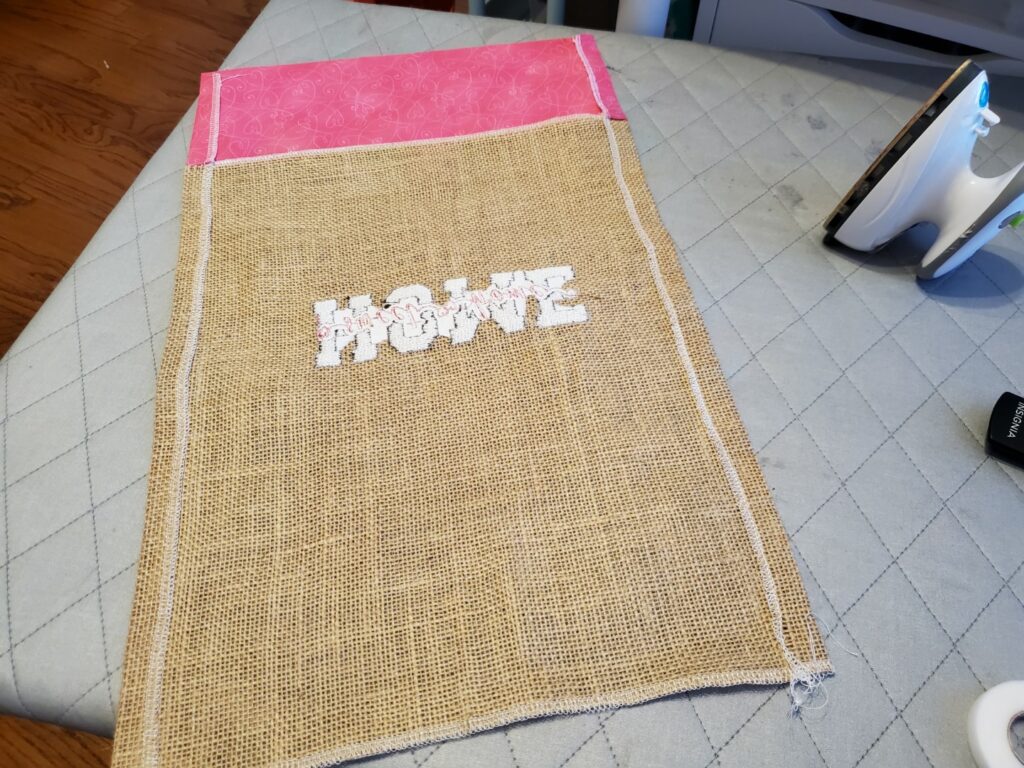 using hem tape on burlap