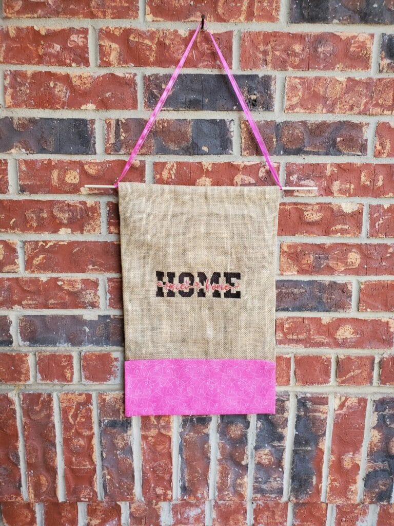 my embroidered burlap sign DIY