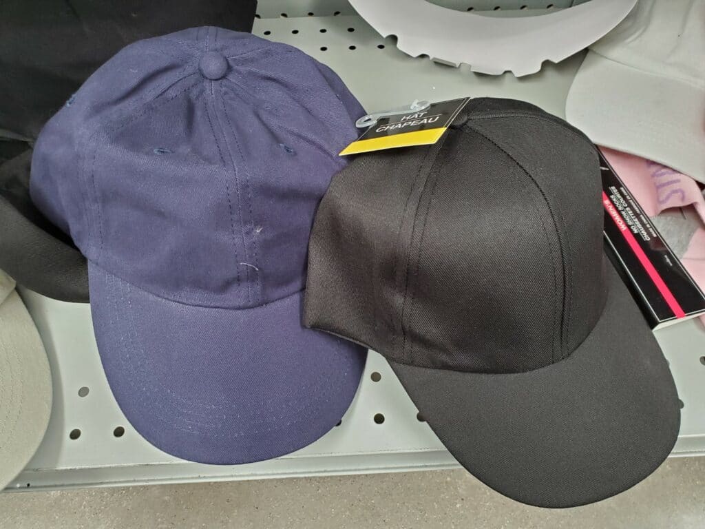 baseball caps at Dollar Tree