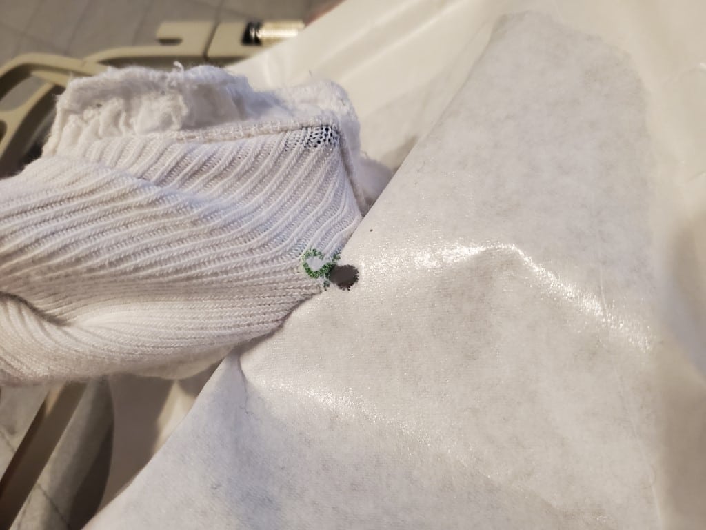 remove stabilizer from back of embroidered sock