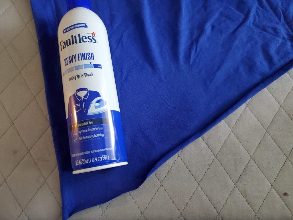 use fabric starch to decrease fabric rolling at edges