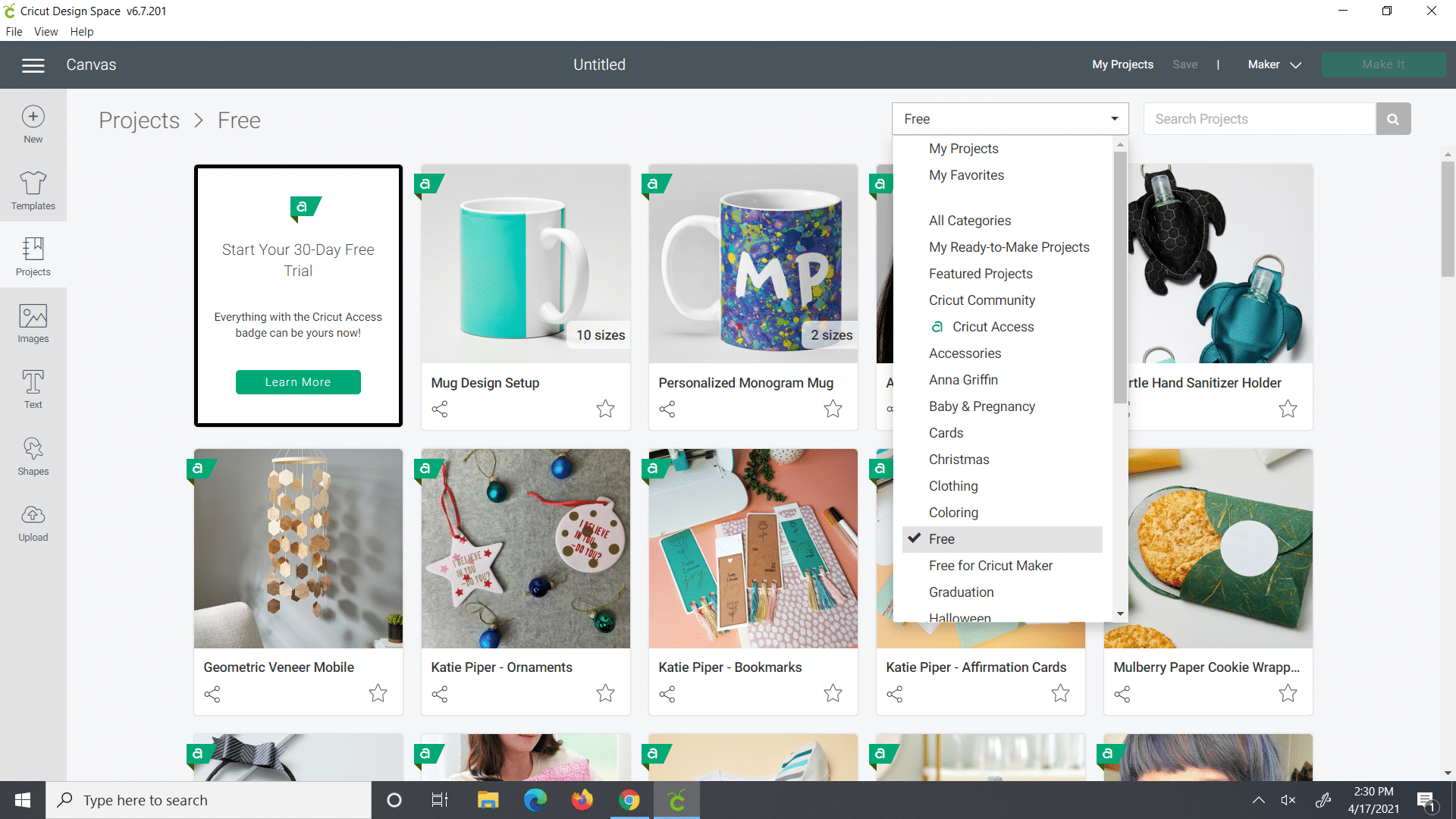 free sewing patterns in cricut design space