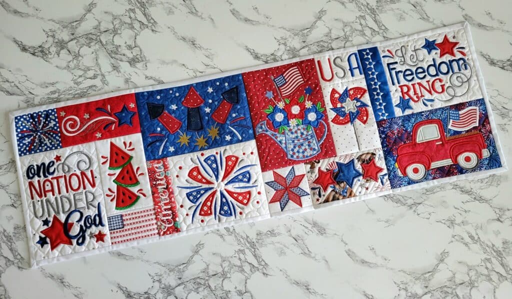 fourth of july embroidery design table runner