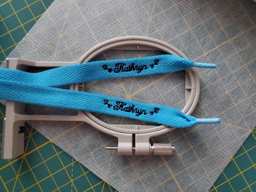 final product! embroidered shoelaces