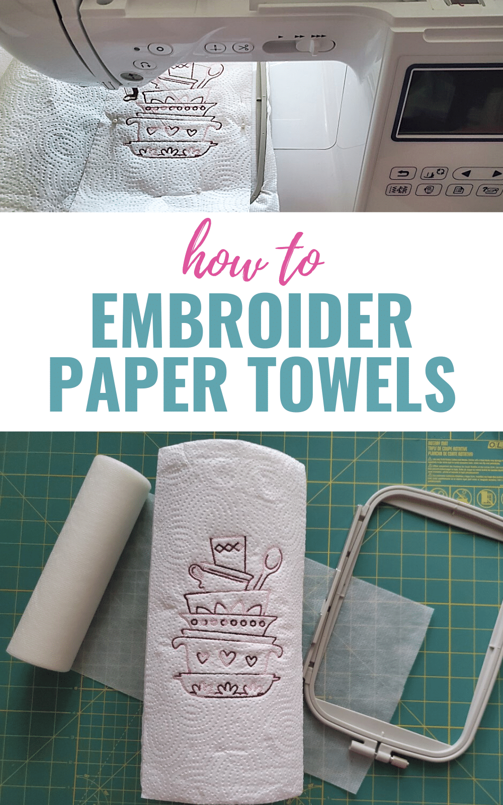 Embroider paper towels