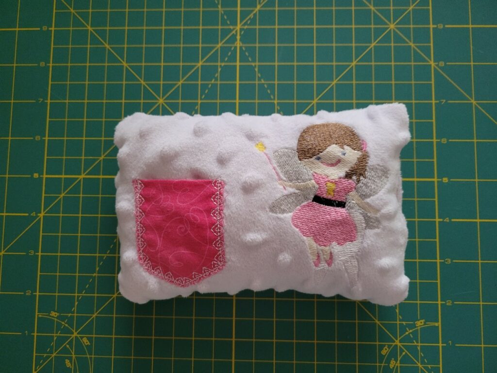 embroidered tooth fairy pillow