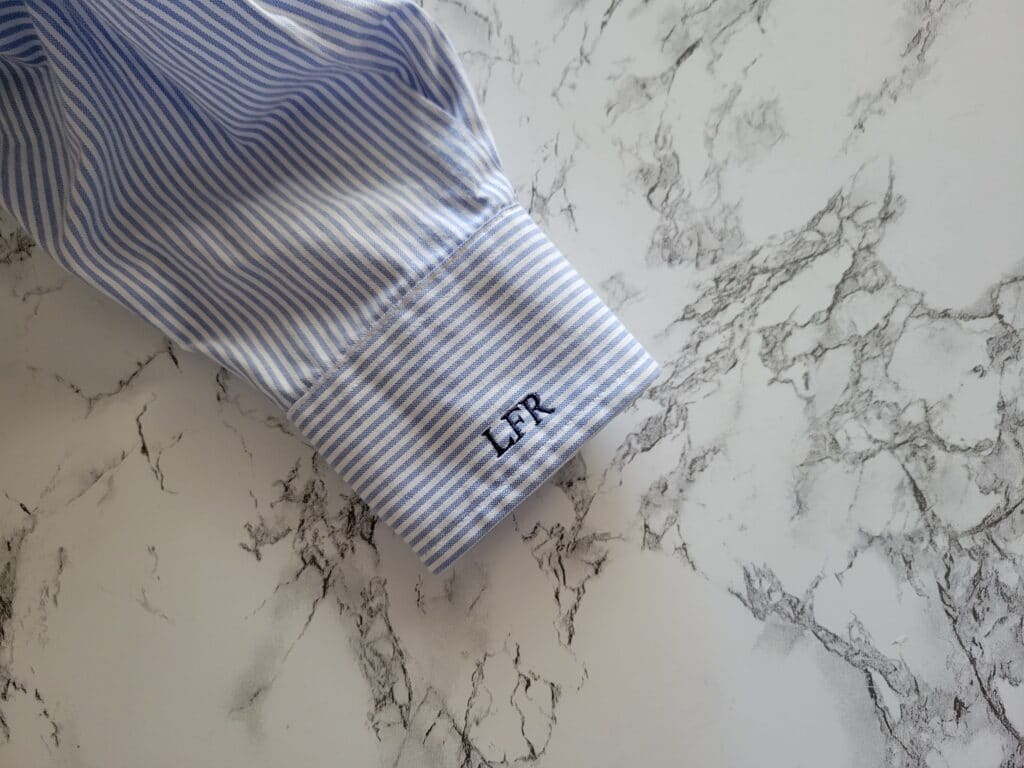 initials on a shirt cuff