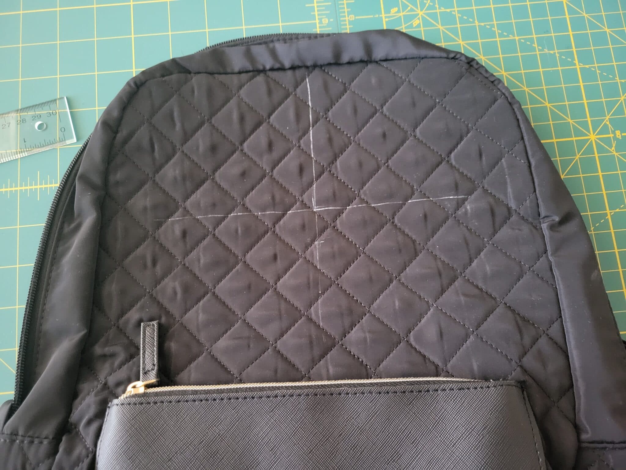 mark the backpack for embroidery