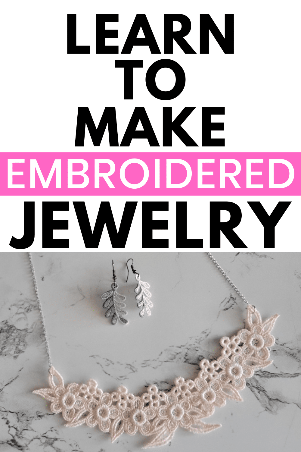 Embroidered jewelry supplies and tutorial