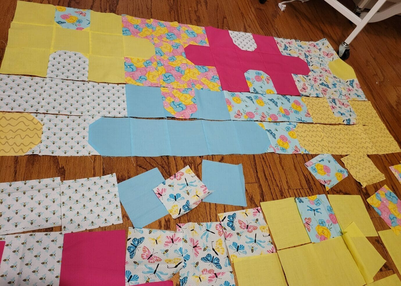 sew row by row and then sew rows together