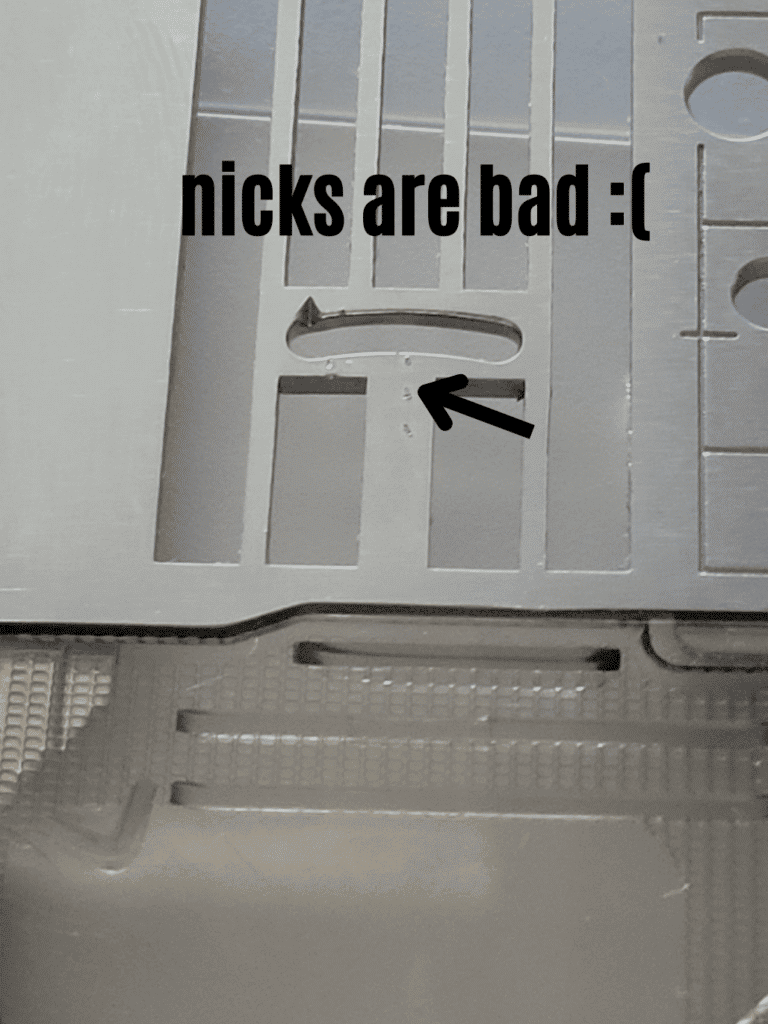 check needle plate for nicks and scratches 