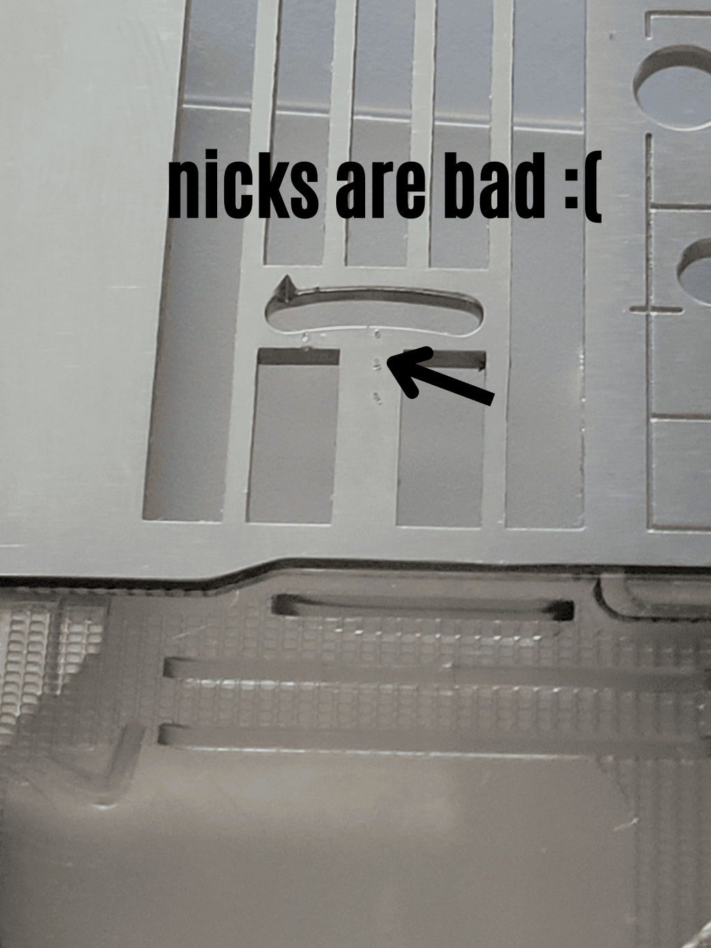 check needle plate for nicks and scratches