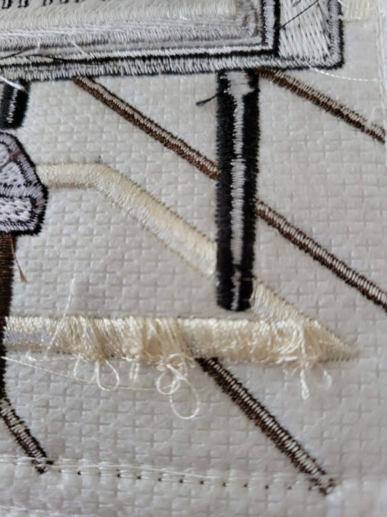 embroidery thread looping on back