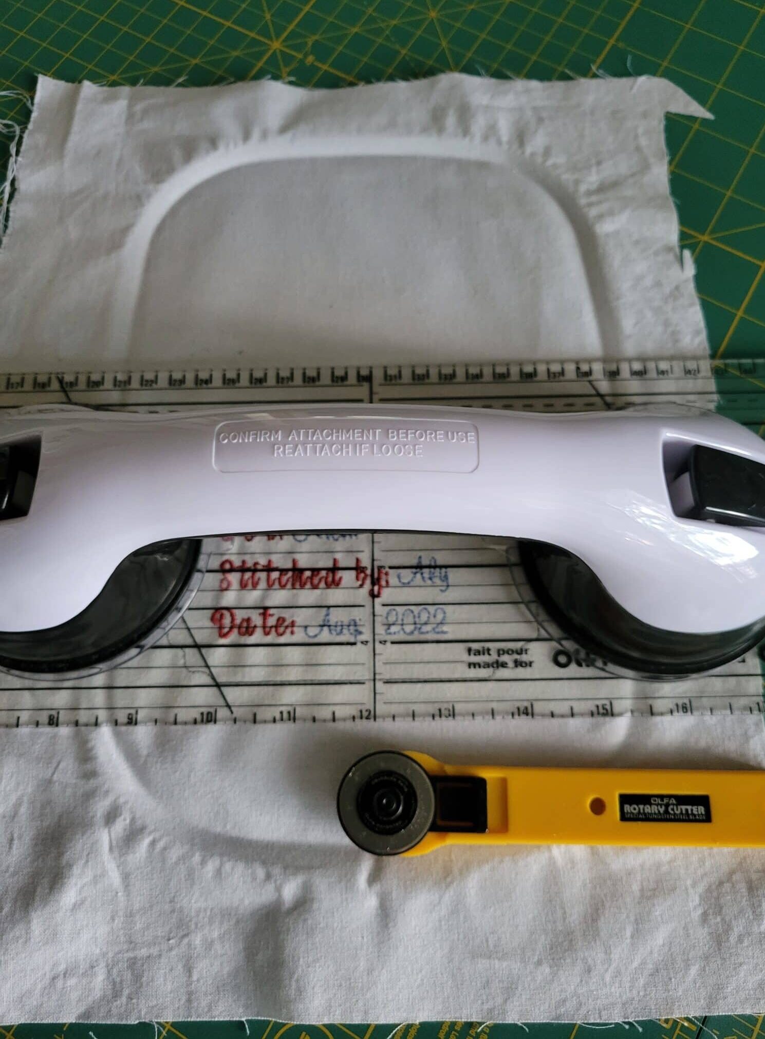 cut the label to size with a seam allowance