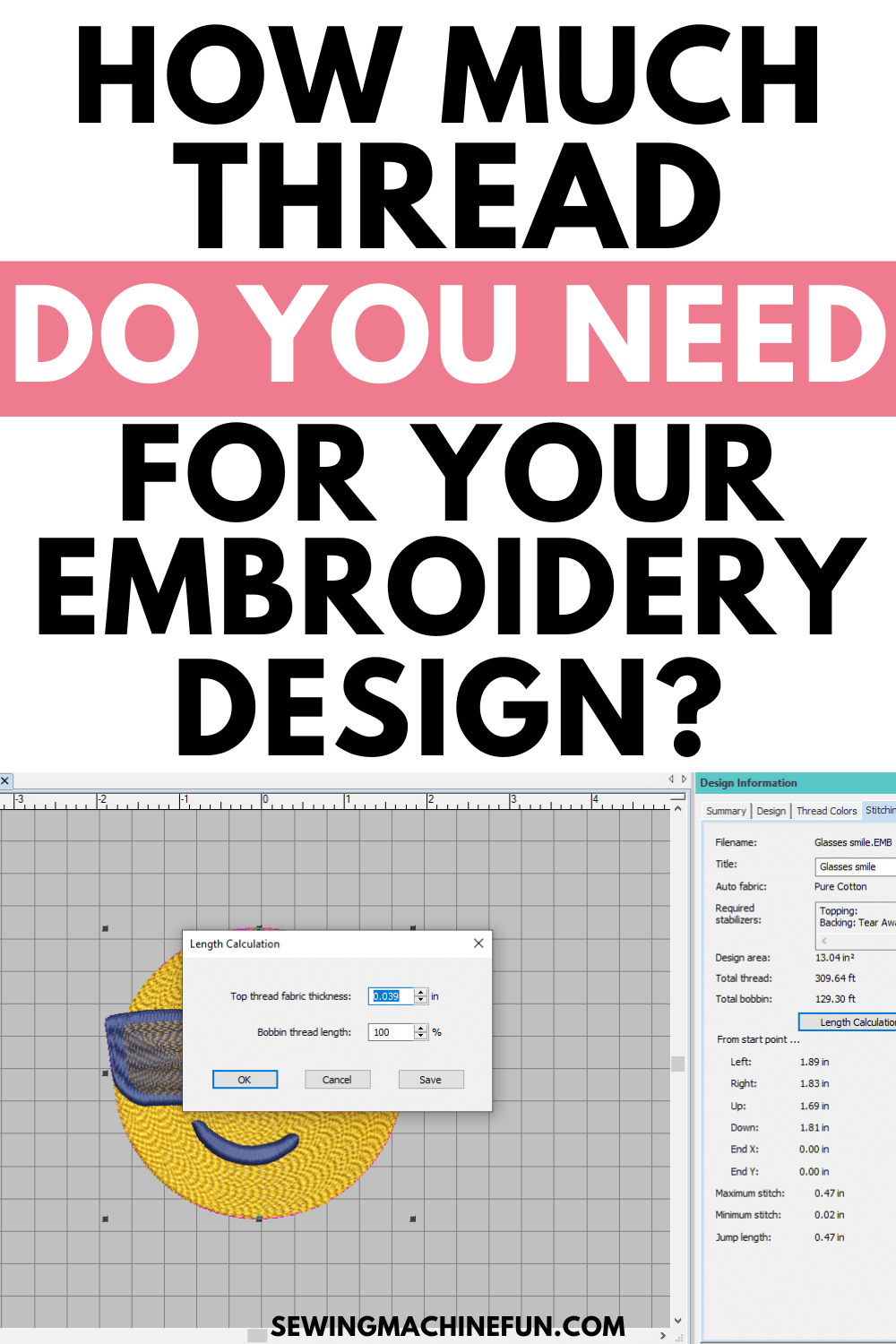 how much thread do you need for an embroidery design