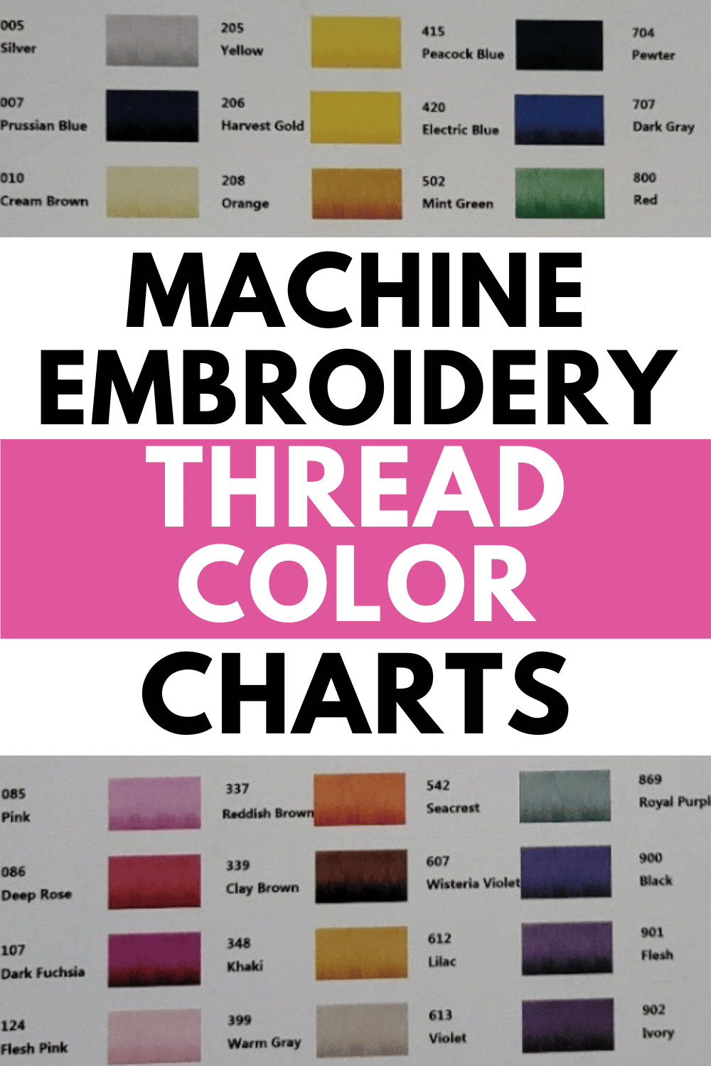 machine embroidery thread color chart