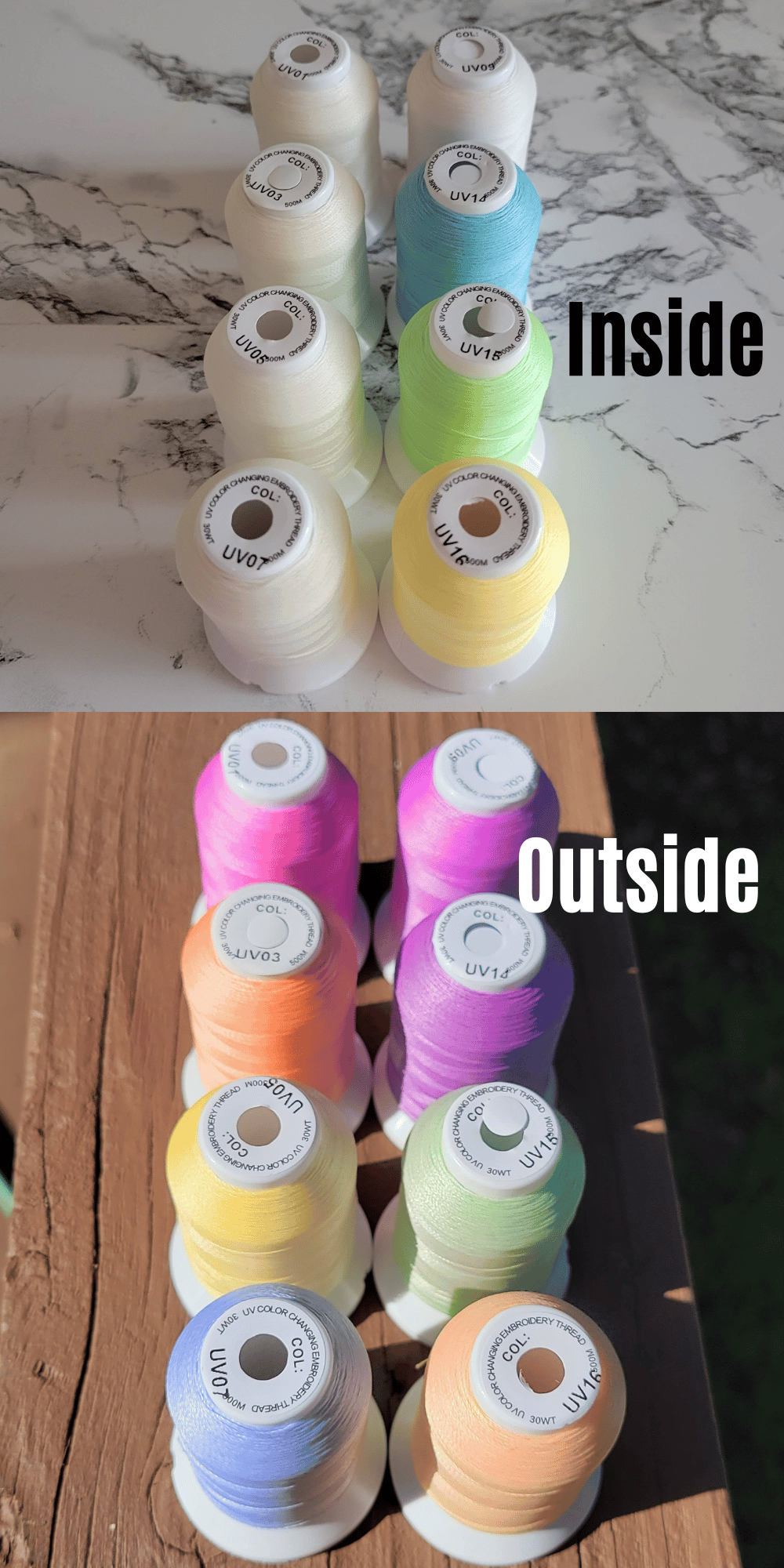 color changing thread inside and outside colors