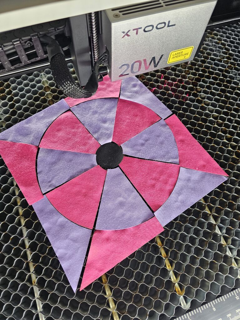 cutting quilt block fabric with laser